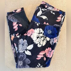 Old Navy Active Go-Dry Floral Leggings - Navy and Pink